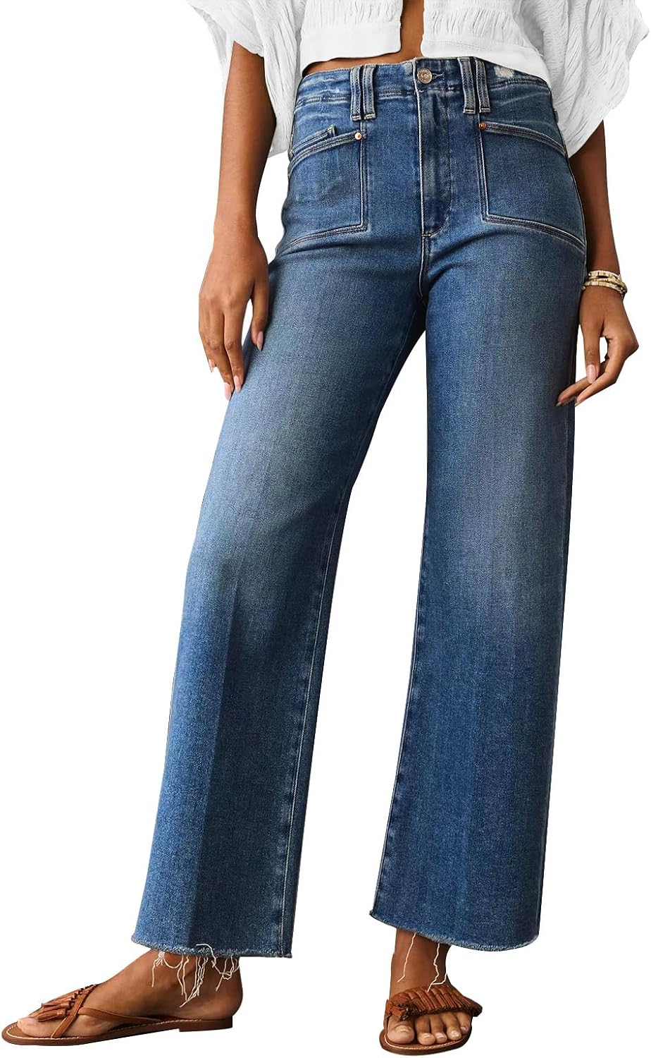 KUNMI Jeans for Women Wide Leg Baggy High Waist Boyfriends Straight Leg Stretchy Denim Pants Trendy Fall 2025